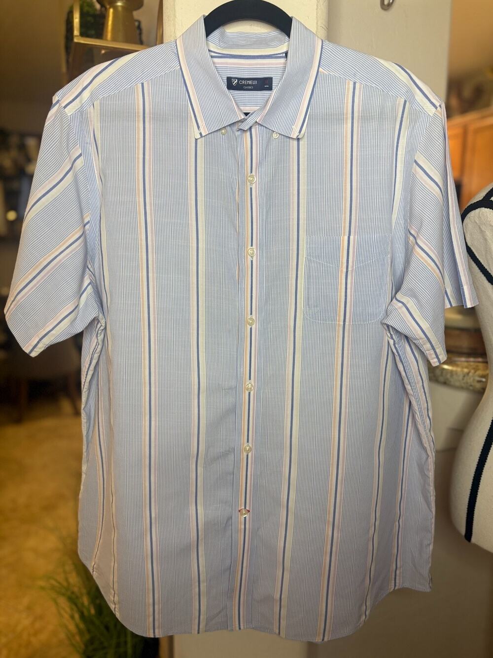 Daniel Cremieux Classics Button Blue Striped Shirt Mens Sz XL